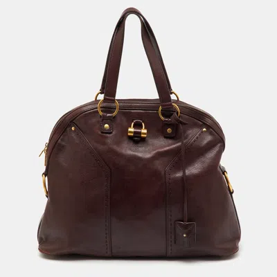 Pre-owned Saint Laurent Burgundy Leather Oversized Muse Bag