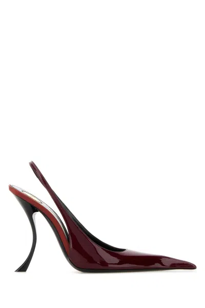 SAINT LAURENT BURGUNDY LEATHER PUMPS