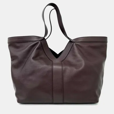 Pre-owned Saint Laurent Burgundy Leather Y Tote Bag