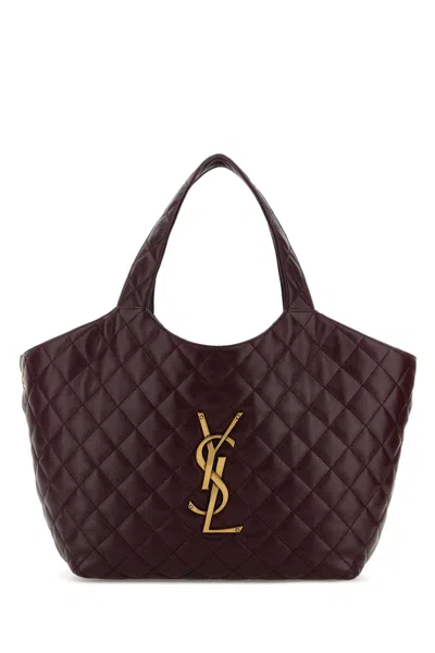 Saint Laurent Burgundy Nappa Leather Medium Icare Shopping Bag