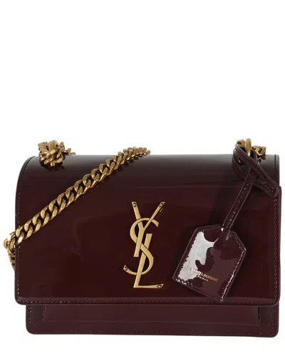 Saint Laurent Burgundy Patent Leather Monogram Small Sunset Bag (authentic  Pre-loved)