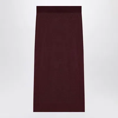 Saint Laurent Burgundy Semi-transparent Pencil Skirt Women