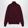 Saint Laurent Wool Sweater With Turtleneck In Burgundy