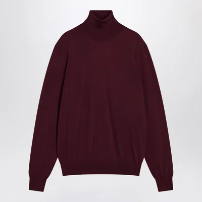 Saint Laurent Burgundy Turtleneck Sweater In
