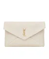 Saint Laurent Busta Leather Clutch Bag In White