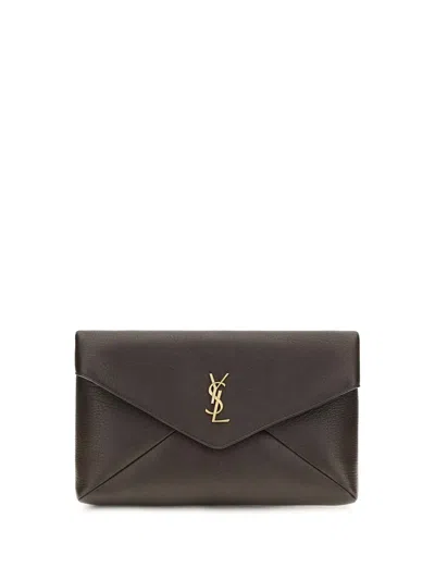 Saint Laurent Busta Pouch Wallet In Brown