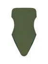 Saint Laurent Strapless Cutout Swimsuit In Green