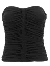 Saint Laurent Strapless Ruched Crepe-jersey Bustier Top