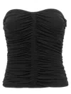 Saint Laurent Strapless Ruched Crepe-jersey Bustier Top In Black