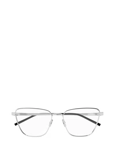 Saint Laurent Butterfly-frame Glasses In 002 Silver Silver Transpa