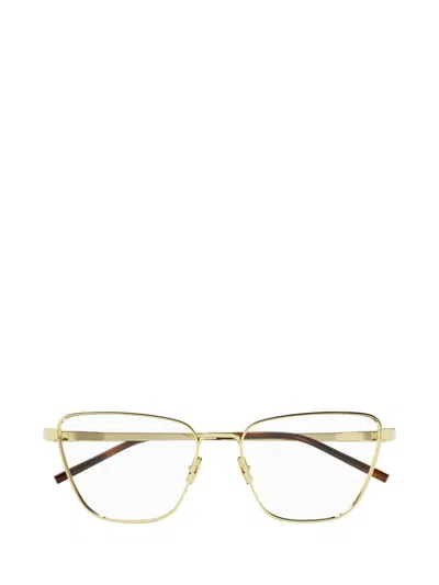 Saint Laurent Butterfly-frame Glasses In 003 Gold Gold Transparent