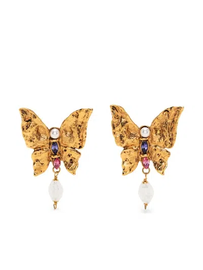 Pre-owned Saint Laurent Butterfly Earrings In Gold