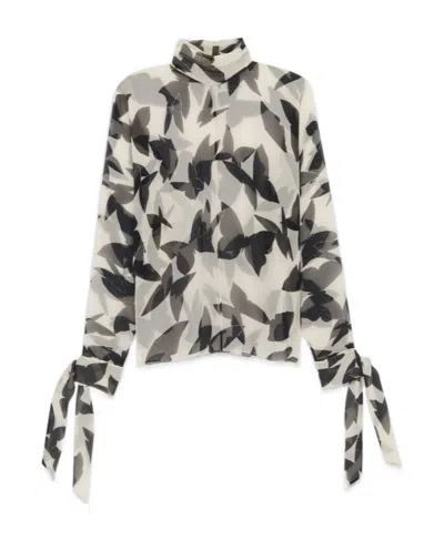 SAINT LAURENT SAINT LAURENT BUTTERFLY PRINTED TURTLENECK BLOUSE