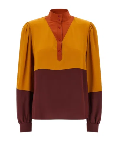 Saint Laurent High-necked Long-sleeved Shirt In Multi
