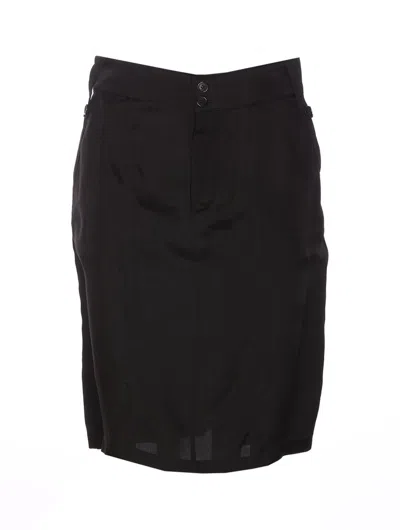 Saint Laurent Button Detailed Pencil Skirt In Black