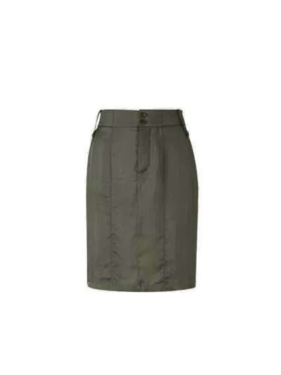 Saint Laurent Button Detailed Pencil Skirt In Green