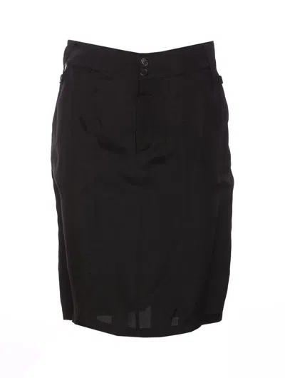 Saint Laurent Pencil Skirt With Stitching Details In Black