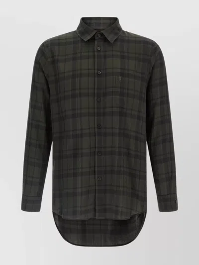 SAINT LAURENT BUTTON-DOWN SHIRT WITH CURVED HEM AND POCKET