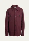 Saint Laurent Saharienne Shirt In Cotton Drill In Bordeaux