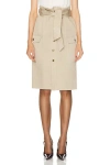 Saint Laurent Button Front Skirt In Royal Beige