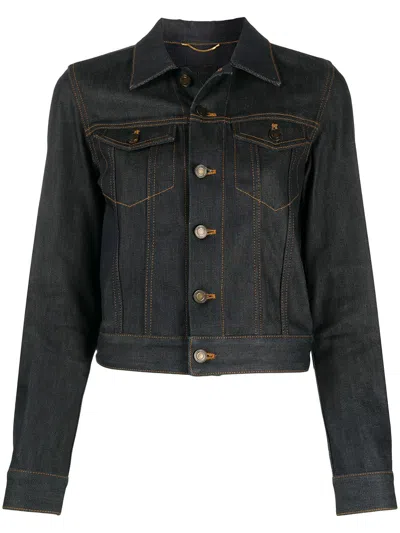 Saint Laurent Button-up Denim Jacket In Blue