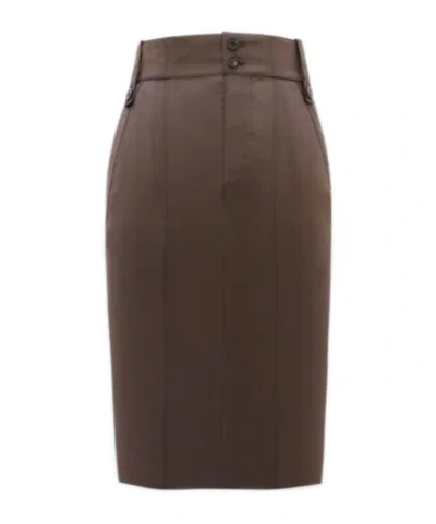 Saint Laurent Button-up Satin Miniskirt In Brown