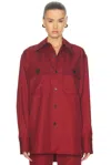 Saint Laurent Saharienne Long-sleeved Shirt In Rouge Fonce