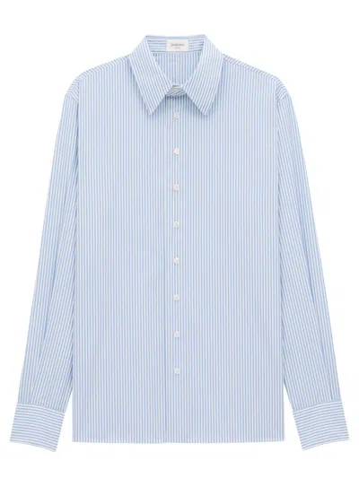 Saint Laurent Button-down Striped Oxford Shirt In Blue