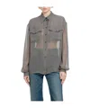 Saint Laurent Buttoned Long-sleeved Shirt In Gray