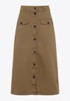 Saint Laurent Midi Skirt In Brown