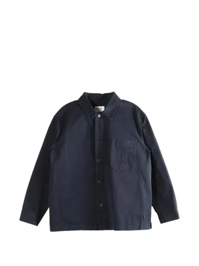 Saint Laurent Cotton Overshirt Shirt Point Collar Design In Blue