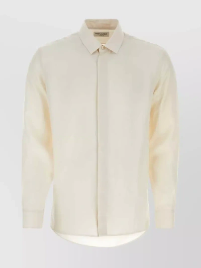 Saint Laurent Buttoned Shirt With Stylish Cuffs In Cream