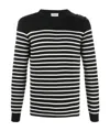 Saint Laurent Buttoned-shoulder Striped Jumper In Black