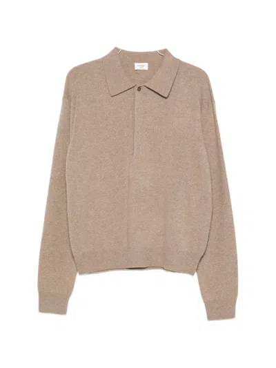 Saint Laurent Button-fastening Polo Shirt In Brown