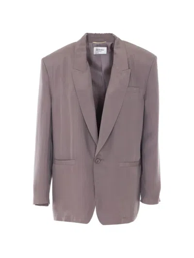 Saint Laurent Button-fastening Silk Jacket In Purple