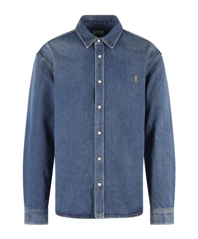 Saint Laurent Tailored Button-up Shirt In Blue