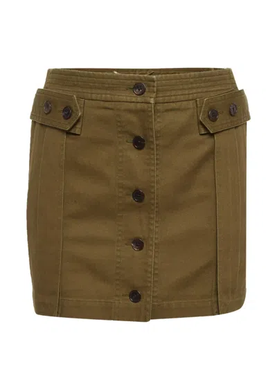 Pre-owned Saint Laurent Button-up Mini Skirt In Green