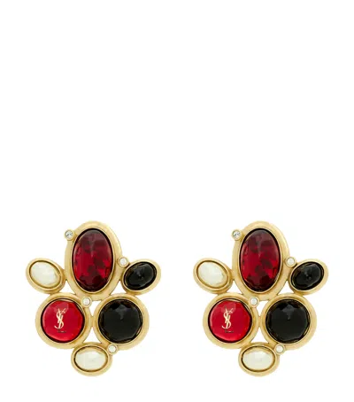 SAINT LAURENT BYZANTINE CASSANDRE CLIP-ON EARRINGS