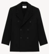 Saint Laurent Wool Double-breasted Peacoat In Black