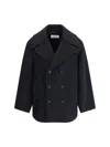 Saint Laurent Short Double-breasted Coat In Black