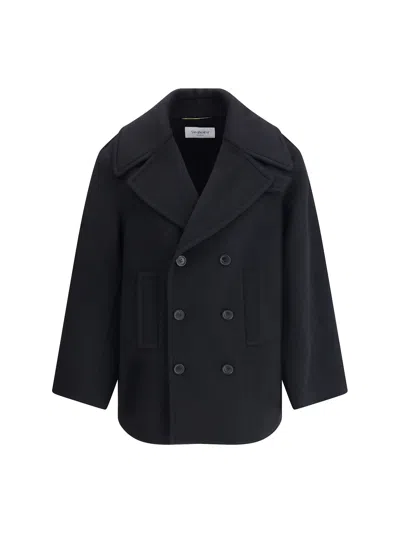 Saint Laurent Caban Coat In Black