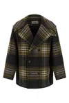 Saint Laurent Double-breasted Tartan-check Coat In Multi