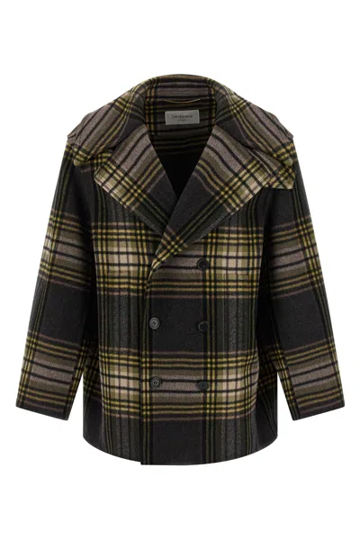 Saint Laurent Caban Coat In Multi