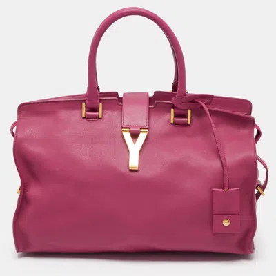 Pre-owned Saint Laurent Cabas Chyc Medium Pink Leather Tote