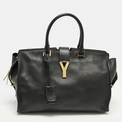 Pre-owned Saint Laurent Cabas Ligne Y Medium Black Leather Tote