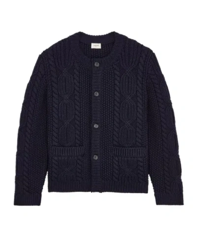 Saint Laurent Cable-knit Button-fastening Cardigan In Black