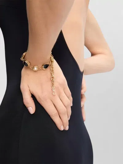 Saint Laurent Cabochon Chain Bracelet Enamel Resin Metal