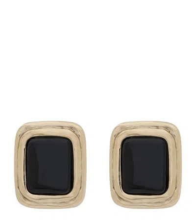 Saint Laurent Cabochon Clip-on Earrings In Gold