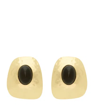 Saint Laurent Cabochon Clip-on Earrings In Metallic