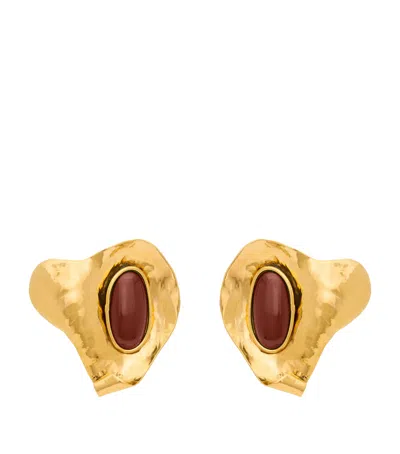 Saint Laurent Cabochon Clip-on Earrings In Yellow